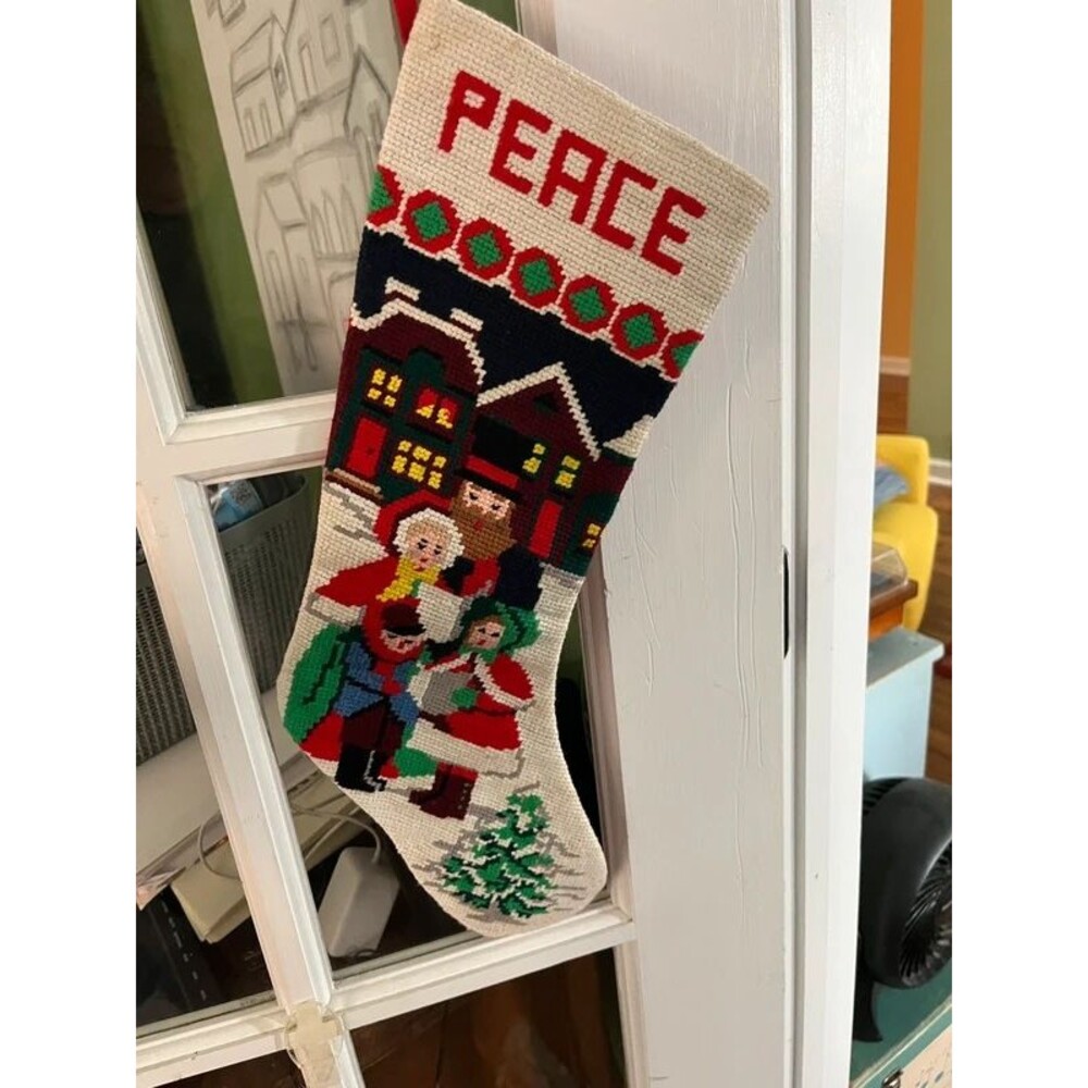 Cross Stitch Christmas Stocking Christmas Carolers Peace